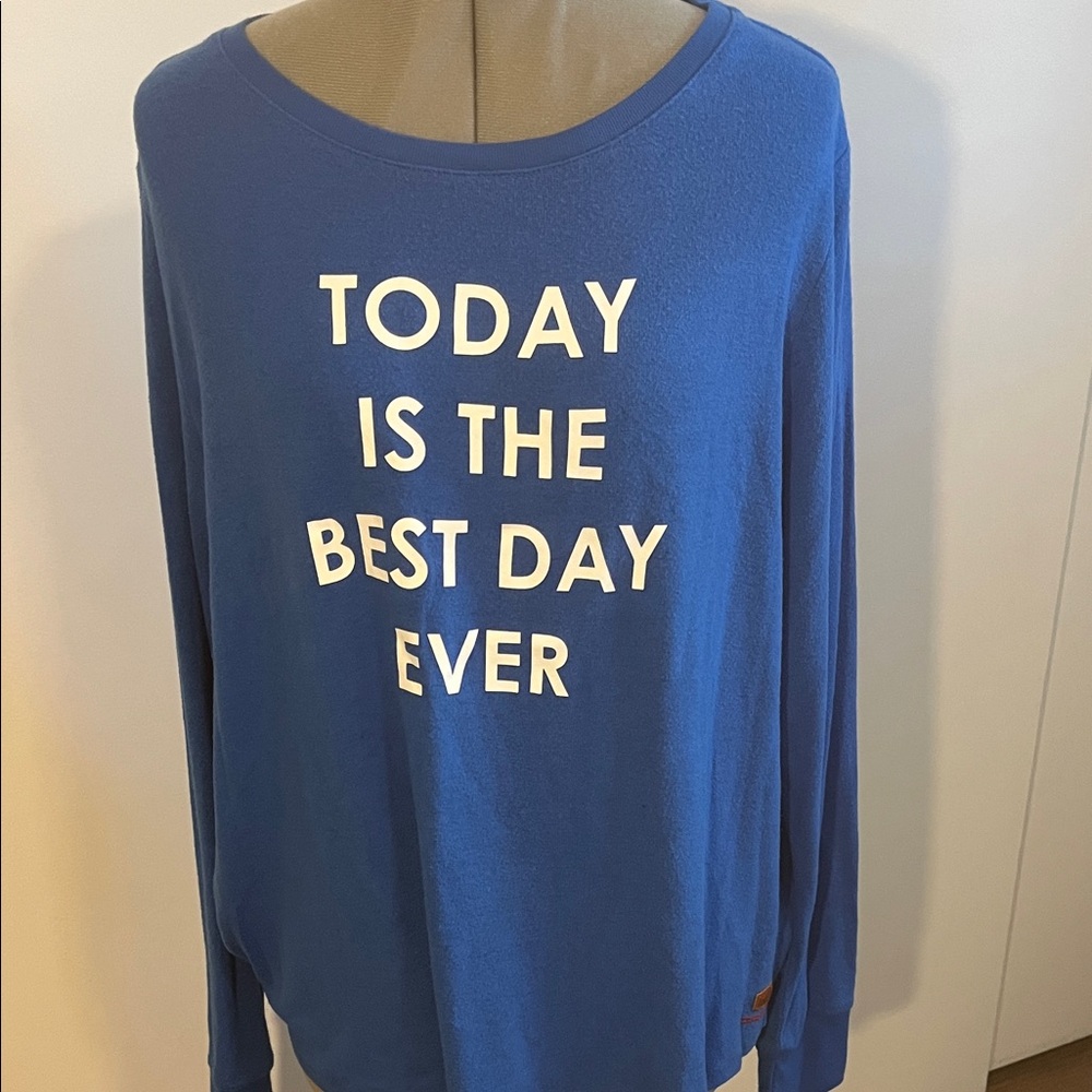 Peace Love World Blue Long Sleeve Tee